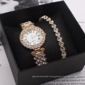 Wholesales fashion diamond Watch Bracelet Set Ladies 2 Pcs Diamond Wristwatch For Women Jewelry